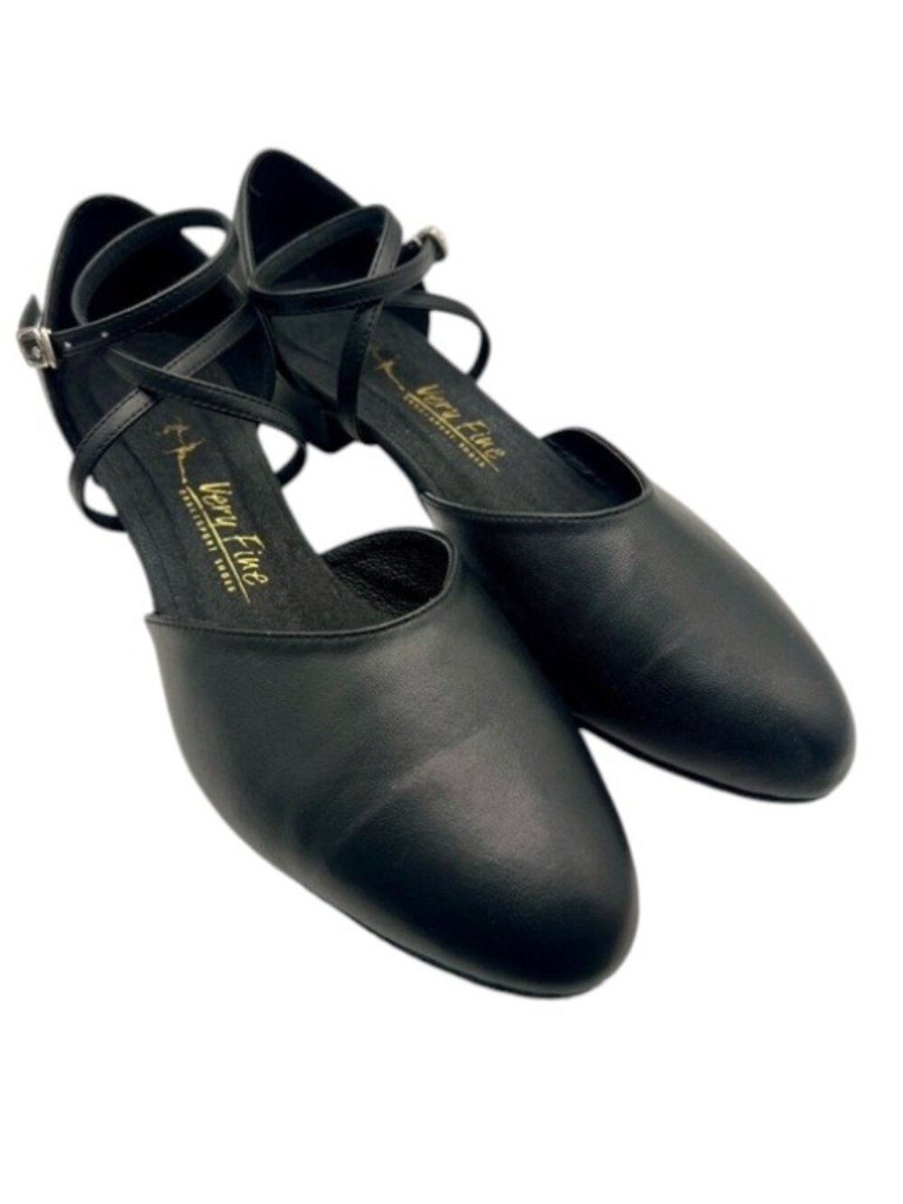 Very Fine 9691FT Black Ballroom Dance Shoes Flats Balletcore Ankle Strap